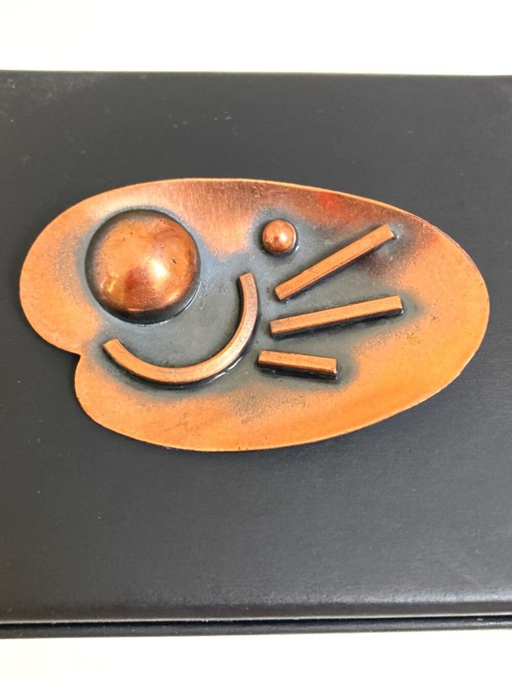 Abstract vintage copper palette brooch by Continental